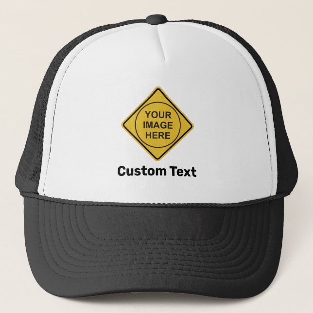 Custom Warning Diamond Sign Trucker Hat (Front)