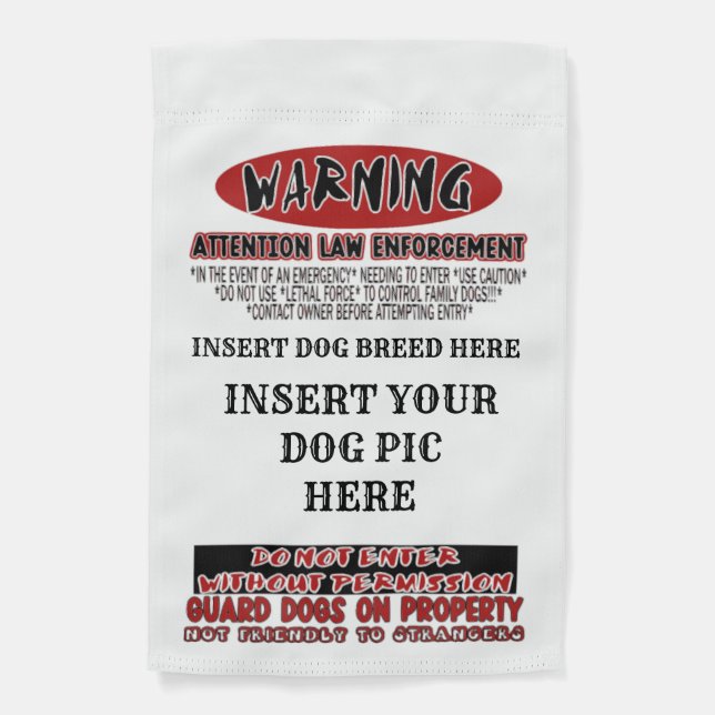 CUSTOM- WARNING DOG Yard Sign Flag (Front)