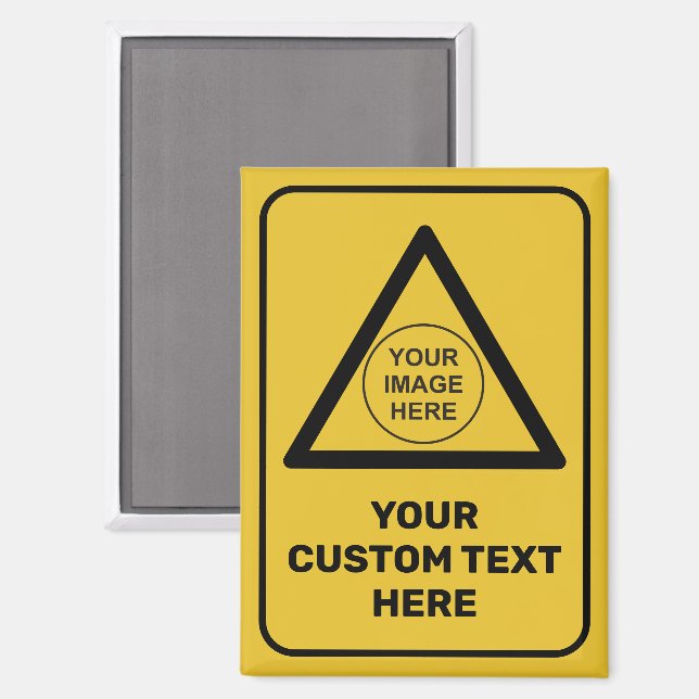 Custom Warning Triangle Sign Magnet (Front/Back)