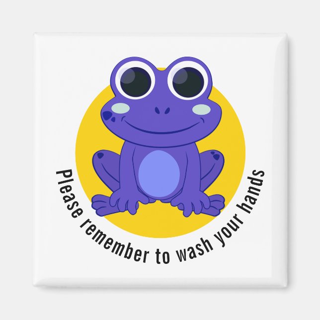 Custom Wash Your Hands Kids Frog Magnet (Front)