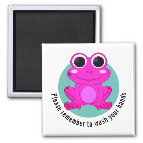 Custom Wash Your Hands Kids Pink Frog Magnet