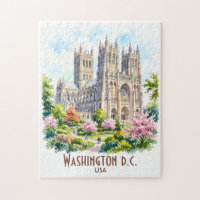 Custom Washington Cathedral Religious Watercolor