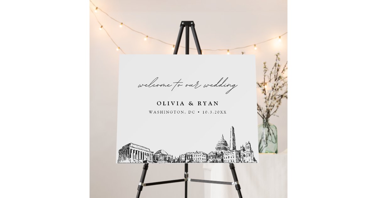 Custom Washington DC Wedding Skyline Welcome Sign | Zazzle