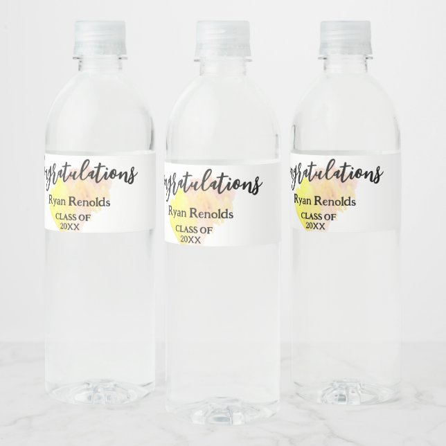 Custom Water Bottle Labels, Graduation Party Water Bottle Label (Bottles)