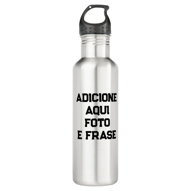 Custom Water Bottle: Photo and Phrases Stainless Steel Water Bottle (Front)