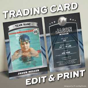 Custom Water Polo Trading Card Blue Silver Card