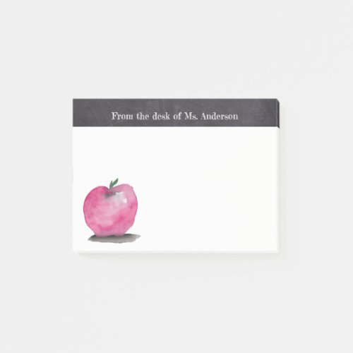 Custom Watercolor Apple From the desk of teacher Post_it Notes