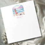 Custom Watercolor Beach Note Pads<br><div class="desc">This custom notepad features my unique hand painted watercolor "By The Shoreline" art with a woman standing on the beach with a hat in shades of pink and blue. Use the template filed to personalize with your name or monogram. A charming choice for gift ideas for her and teacher appreciation...</div>