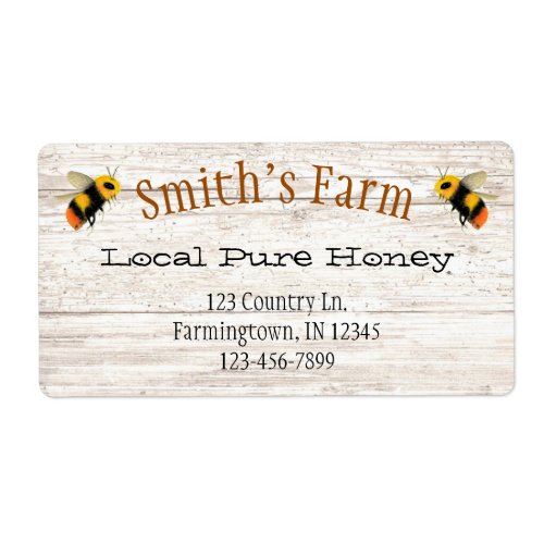 Custom Watercolor Bee Honey Label