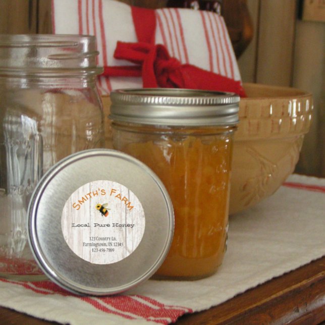 Custom Watercolor Bee Honey Round Sticker (Creator Uploaded)