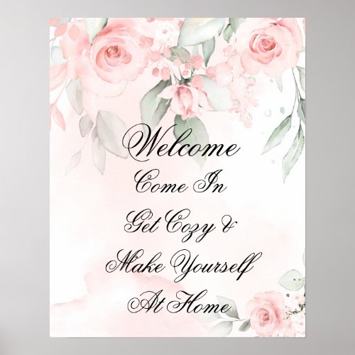 custom Watercolor Blush Pink Wild Rose Poster