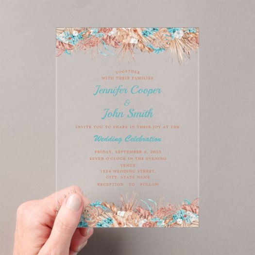 Custom Watercolor Boho Terracotta Floral Wedding