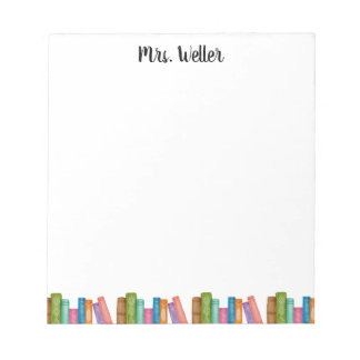 Custom Watercolor Book-Lover Design for Librarian Notepad