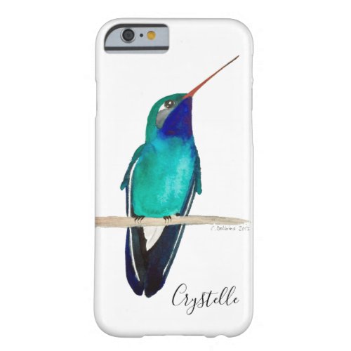 Custom Watercolor Broad_billed Hummingbird  Barely There iPhone 6 Case