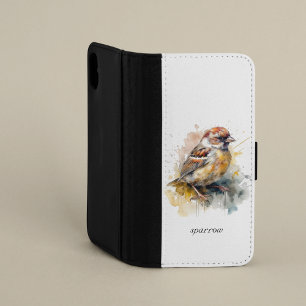 Custom Watercolor Brown Sparrow Personalized iPhone 8/7 Wallet Case