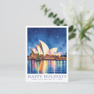 Custom Watercolor Christmas Australia Sydney Postcard