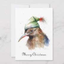 Custom Watercolor Christmas Kiwi Bird Santa Hat