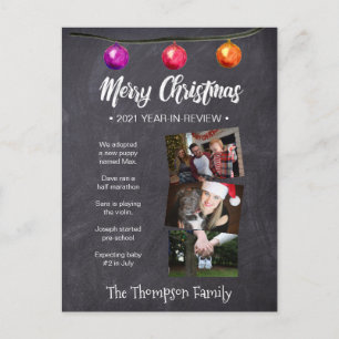 Custom watercolor, Christmas Newsletter, Photo Holiday Postcard