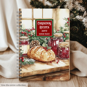 Custom Watercolor Christmas Recipe Journal Gift