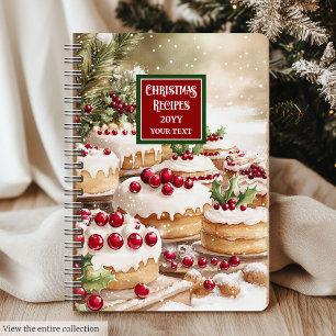 Custom Watercolor Christmas Recipe Notebook