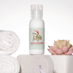 Custom Watercolor Christmas Tortoise Santa Hat Hand Lotion