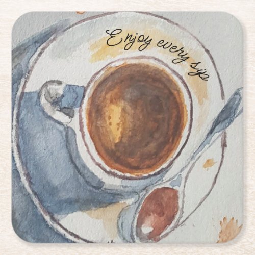 Custom Watercolor Coffee Paper Coaster