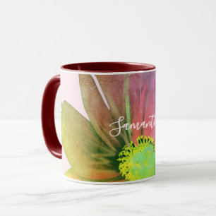 Custom Watercolor Colorful Wildflower Pastel Pink Mug