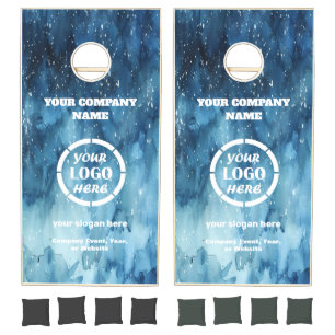 Custom Watercolor Company Logo Corporate Branding Cornhole Set