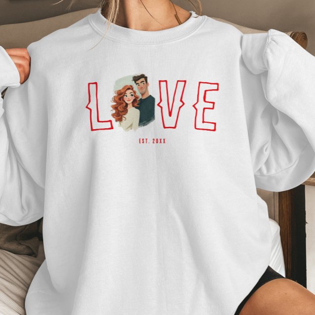 Custom Watercolor Couple Portrait Love Sweatshirt (Creator Uploaded)