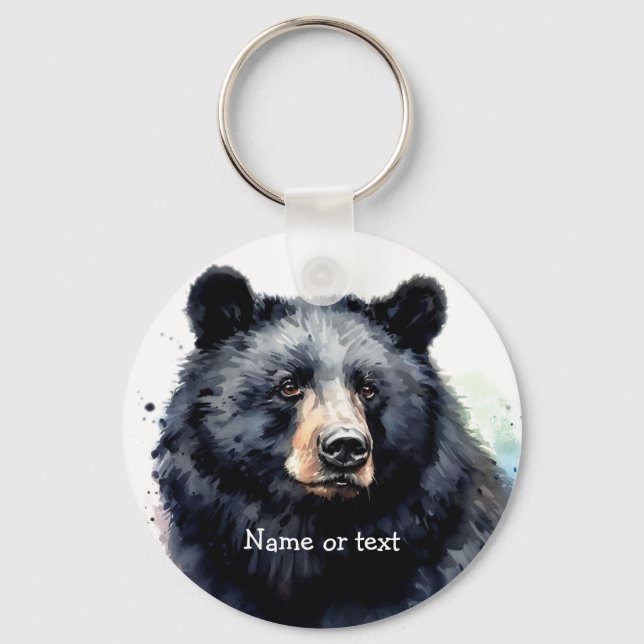Custom Watercolor Cute Bears Keychain (Front)