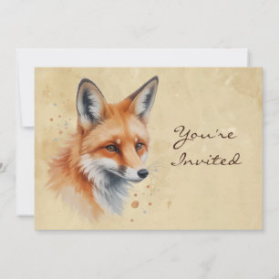 Custom Watercolor Dated, Fox Animal Birthday Party Invitation