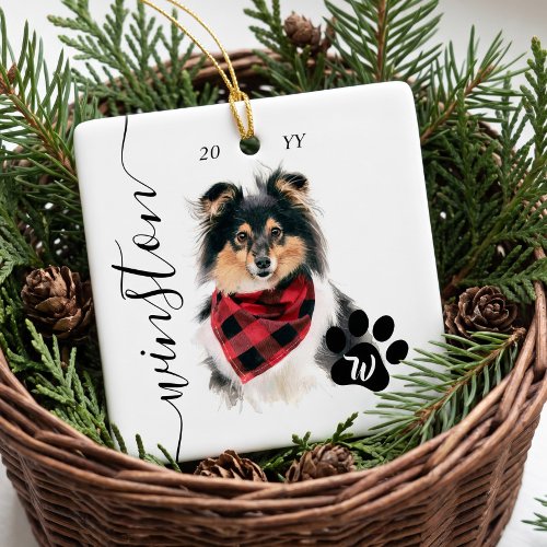 Custom Watercolor Dog Cat Pet Portrait Keepsake Ceramic Ornament