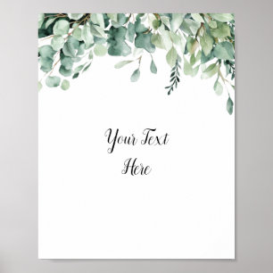 Custom Watercolor Eucalyptus Greenery Sign Poster 