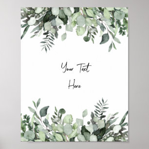 Custom Watercolor Eucalyptus Greenery Sign Poster 