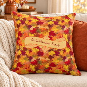 Custom Watercolor Fall Leaves - Vintage Autumn Throw Pillow