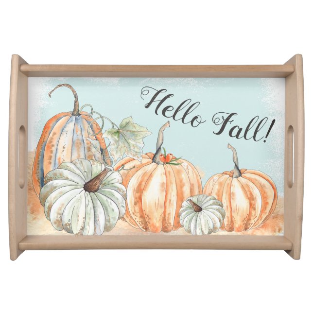Custom Watercolor Fall Pumpkins Serving Tray (Front)