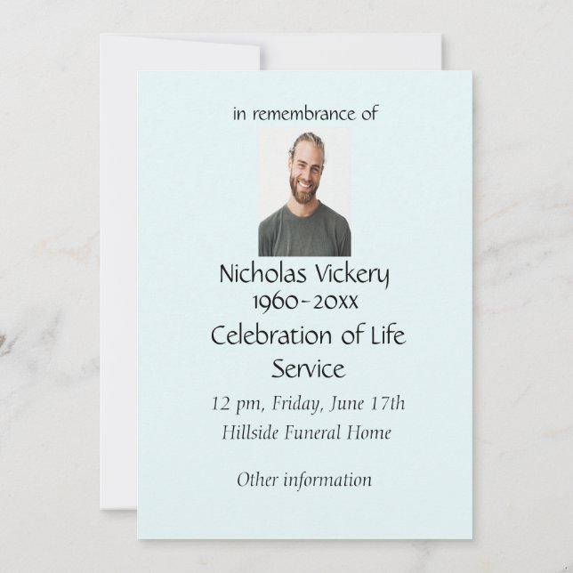 Custom Watercolor Fishing Boat Memorial Service Invitation (Back)
