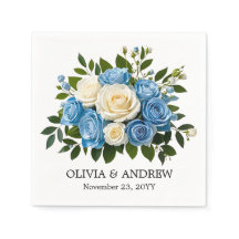 Custom Watercolor Floral Design - Blue and White