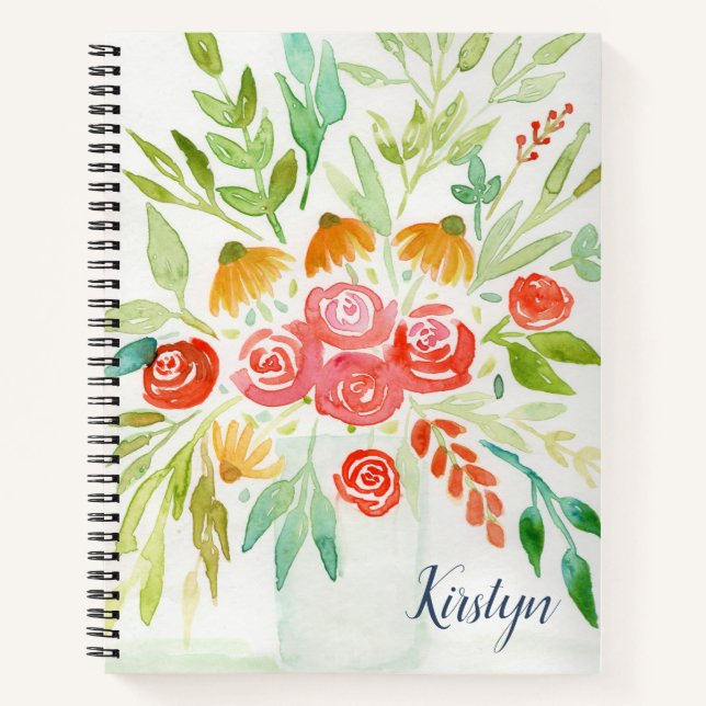 Custom Watercolor floral Notebook (Front)