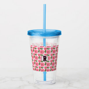 Custom Watercolor floral pattern Acrylic Tumbler