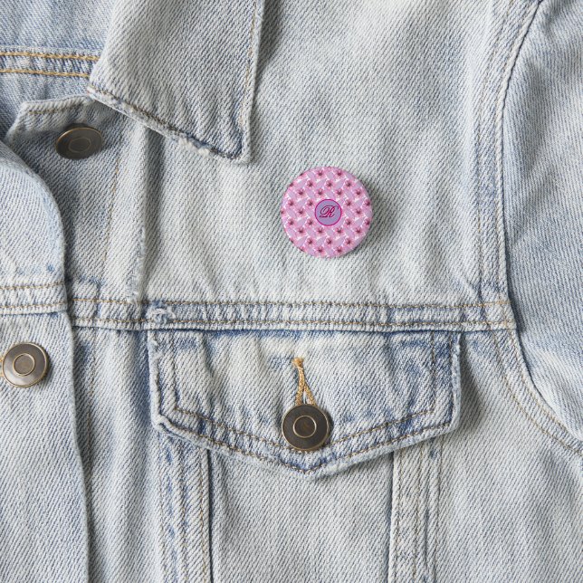 Custom Watercolor floral pattern  Poster Button (In Situ)