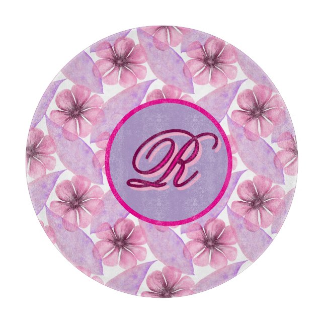 Custom Watercolor floral pattern  Poster Cutting Board (Front)