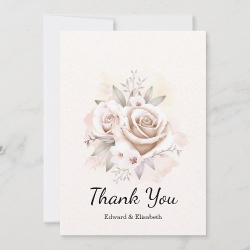 Custom Watercolor Floral Wedding Thank You Card