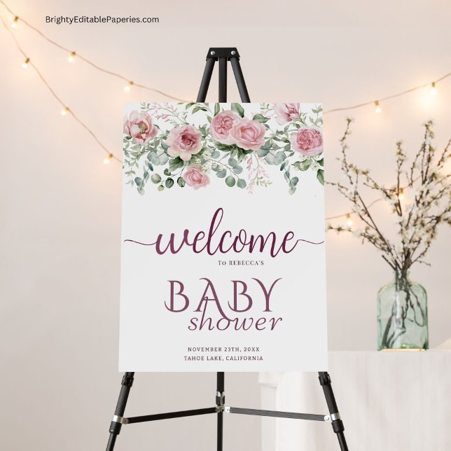 Custom Watercolor Floral Welcome Baby Shower sign (Blooms for Baby! 🌸 Personalize a floral welcome sign for the sweetest arrival.)