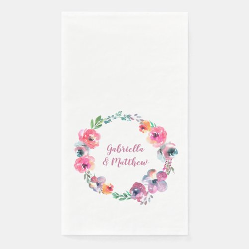 Custom Watercolor Flowers Modern Elegant Wedding  Paper Guest Towels