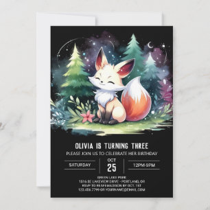 Custom Watercolor Fox Birthday digital Invitation
