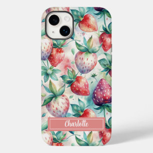 Custom Watercolor Fresh Strawberries Case-Mate iPhone 14 Plus Case