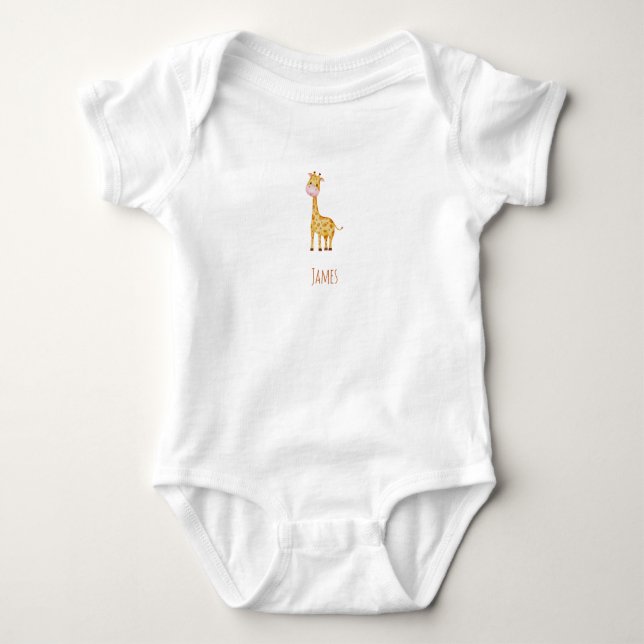 Custom Watercolor Giraffe Baby Bodysuit (Front)