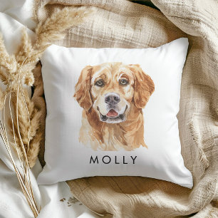 Custom Watercolor Golden Retriever Dog Lover Throw Pillow