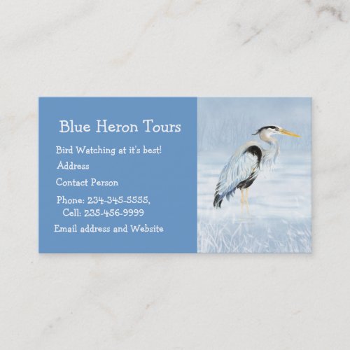 Custom Watercolor Great Blue Heron Bird Business Business Card